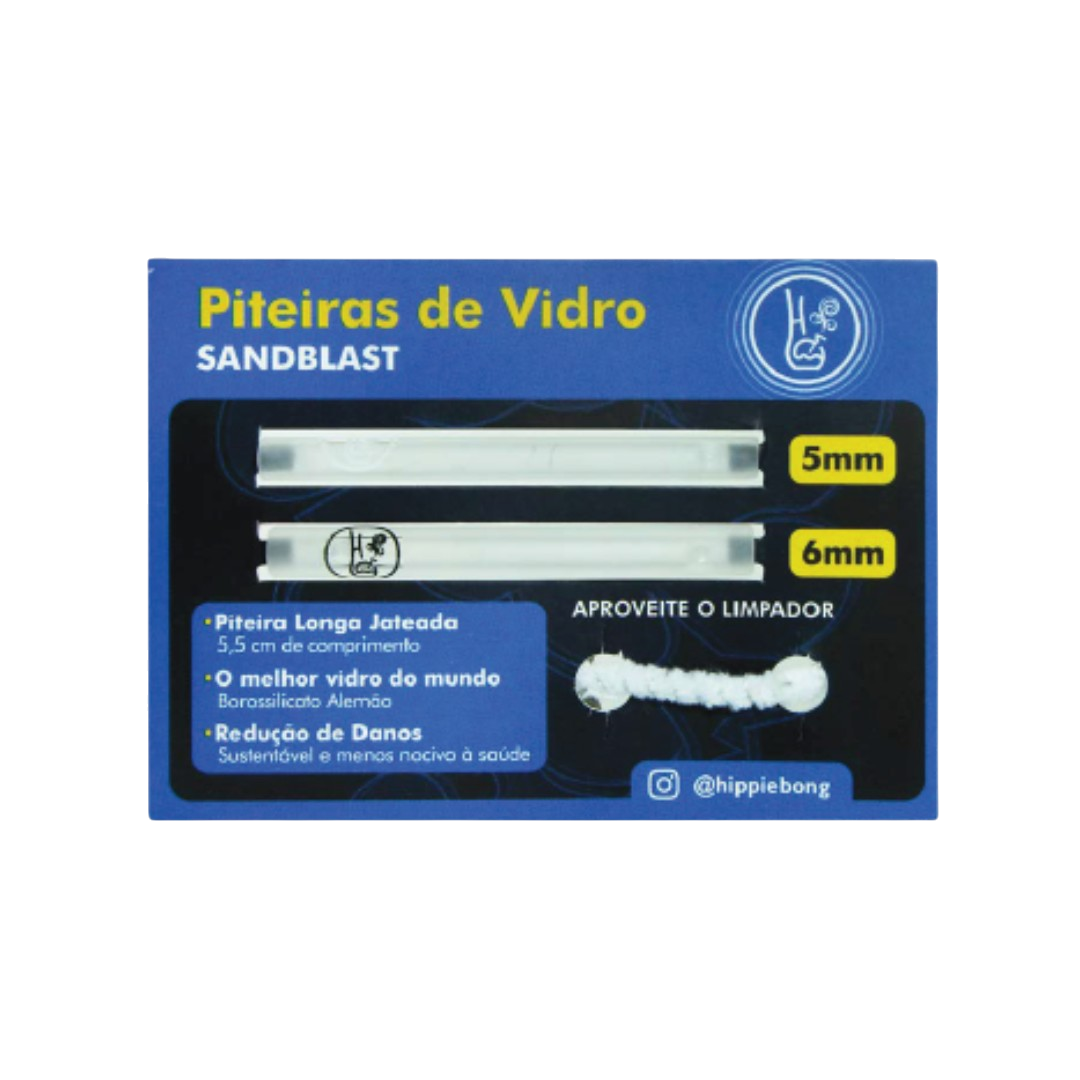 Kit Piteira de Vidro Sandblast Hippie Bong