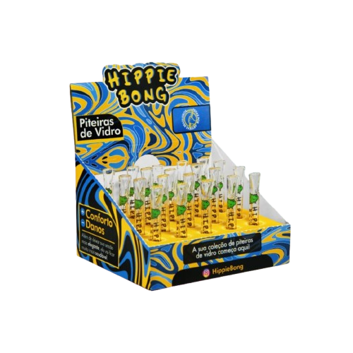 Piteira de Vidro Fina e Média com Bucal Hippie Bong (5,5 cm x 4mm)