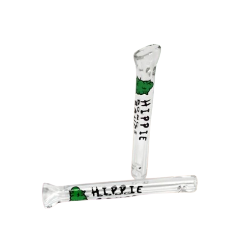 Piteira de Vidro Fina e Curta com Bucal Hippie Bong (4 cm x 4mm)
