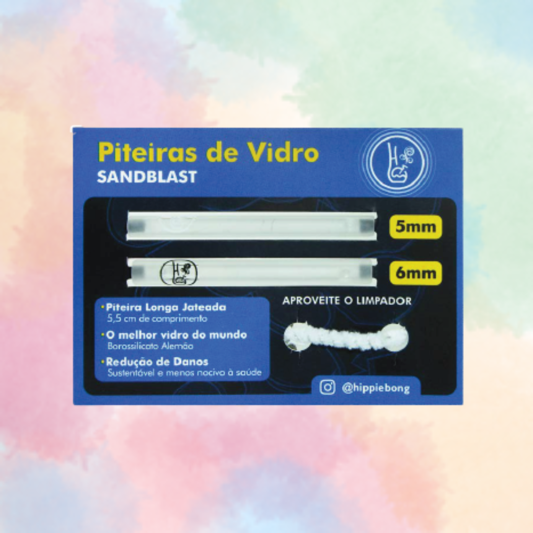 Kit Piteira de Vidro Sandblast Hippie Bong