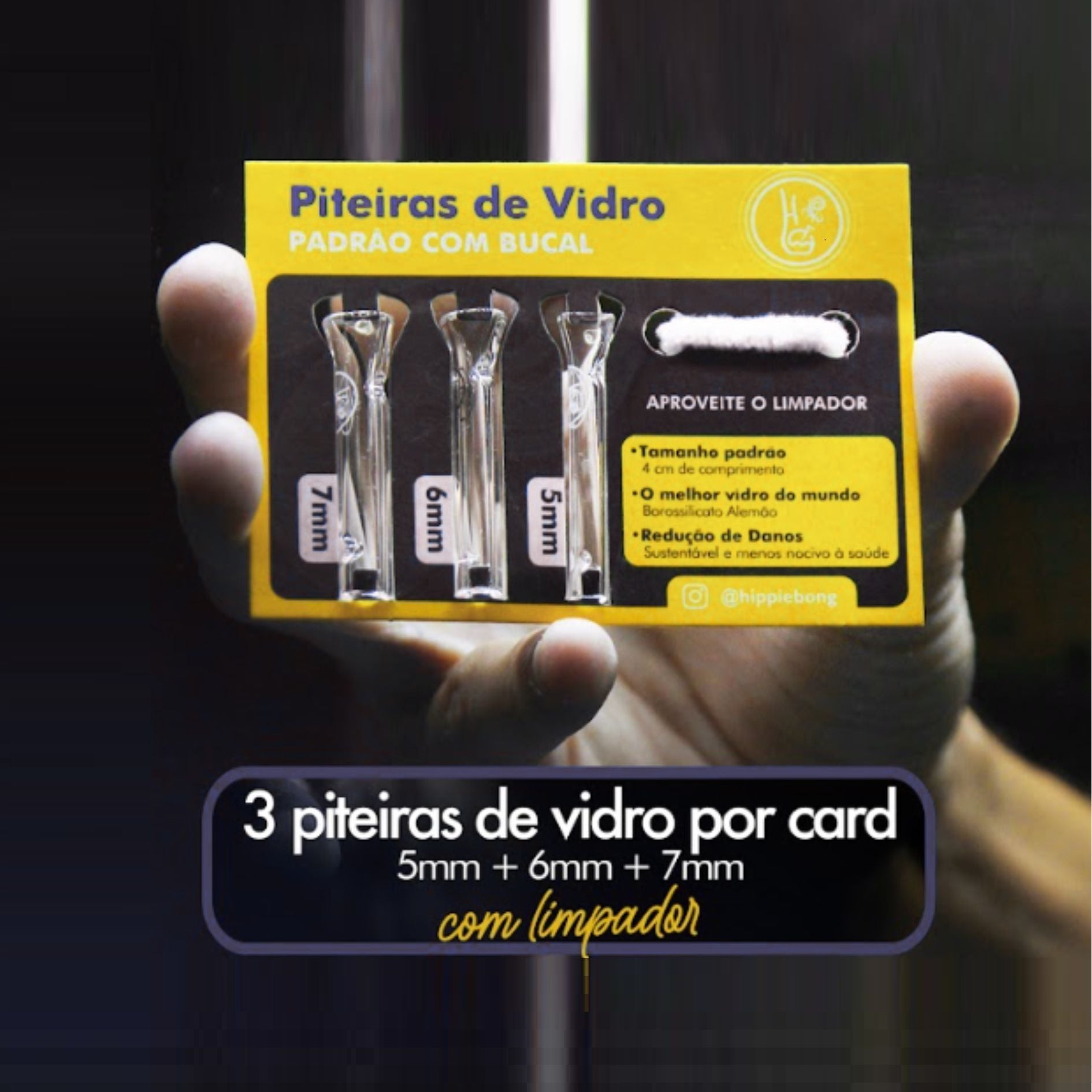 Kit Piteira de Vidro Curta + Limpador Brinde